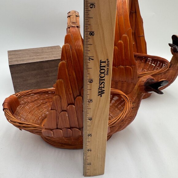 Goose or Swan Duck Nesting Baskets 1970s Mid Century Woven Wicker Rattan & Bambo - Picture 10 of 15